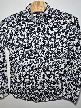 Michael Kors Long Sleeve Button Dress Shirt Size Xl Slim Fit Abstract Floral